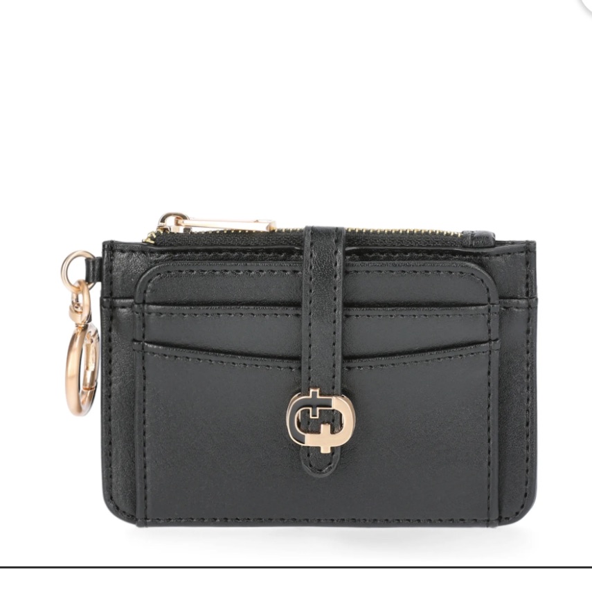 Time & Tru Black Wallet With Gold Accents